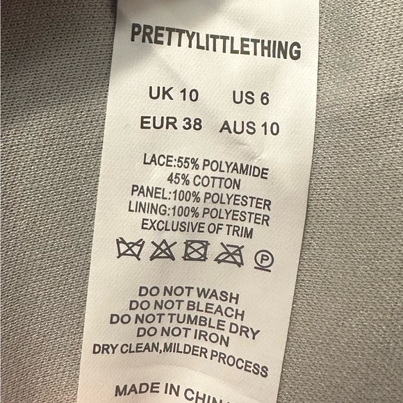 PrettyLittleThing Luci Pale Blue Premium High Neck Jacquard Lace Panel Mini *NWT - Picture 10 of 10